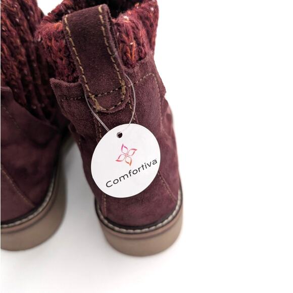 Comfortiva Rawnie Ankle Bootie Knit Collar Women's Red Suede Size US6.5M EU37 - Picture 12 of 12